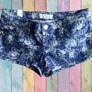 Ymi Blue White Floral Jean Shorts